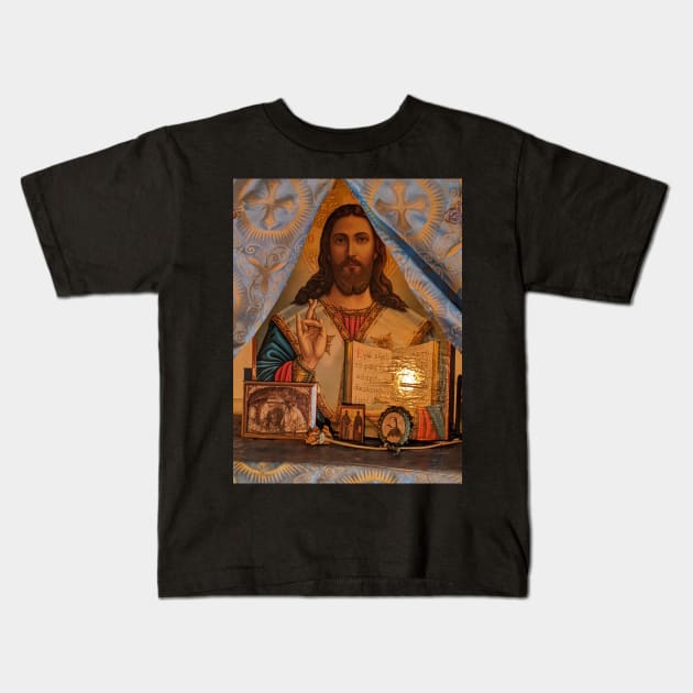 Christ the Benevolent Kids T-Shirt by aeolia